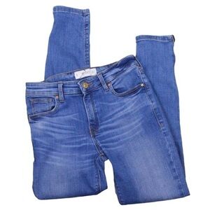 MANGO Skinny Crop Ankle Jeans with Ankle Zippers, Medium Wash - Size 2